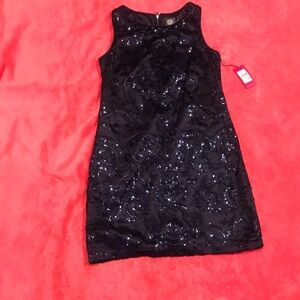 Vince Camuto Blue  Sequin Floral Midi Dress